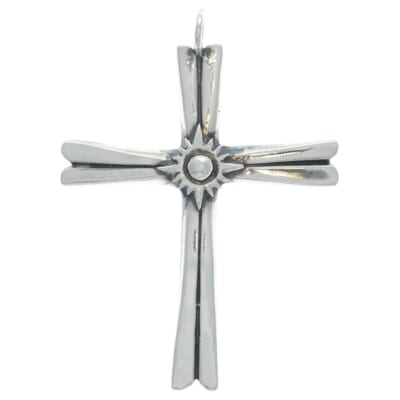 T-5 特大太陽神付き クロス ペンダントトップ シルバー Bランク