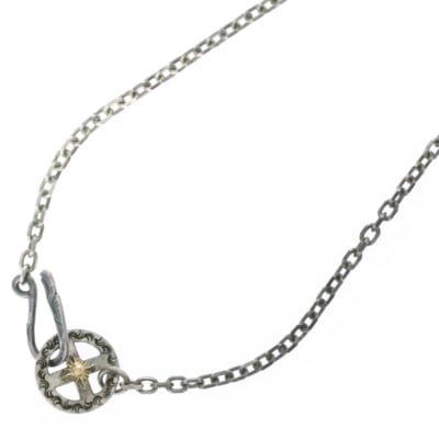 T-54b/Pa-19b 太陽神付き 唐草 SVホイール イーグル Sフック 太チェーン ネックレス シルバー/ゴールド Bランク