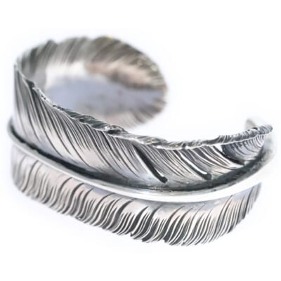B-48c フェザー バングル ブレスレット シルバー Bランク