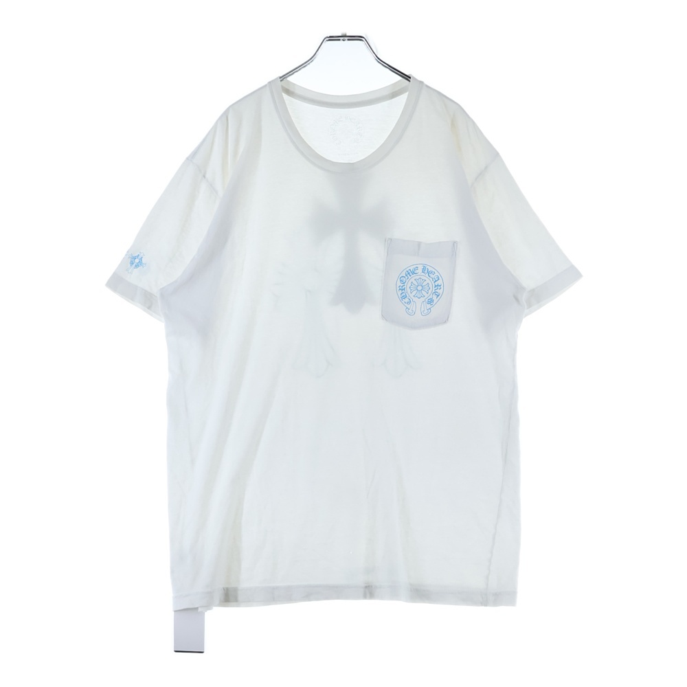 BACK CEMETERY CROSS TEE バックセメタリークロス 半袖Tシャツ カットソー ホワイト/ブルー Bランク