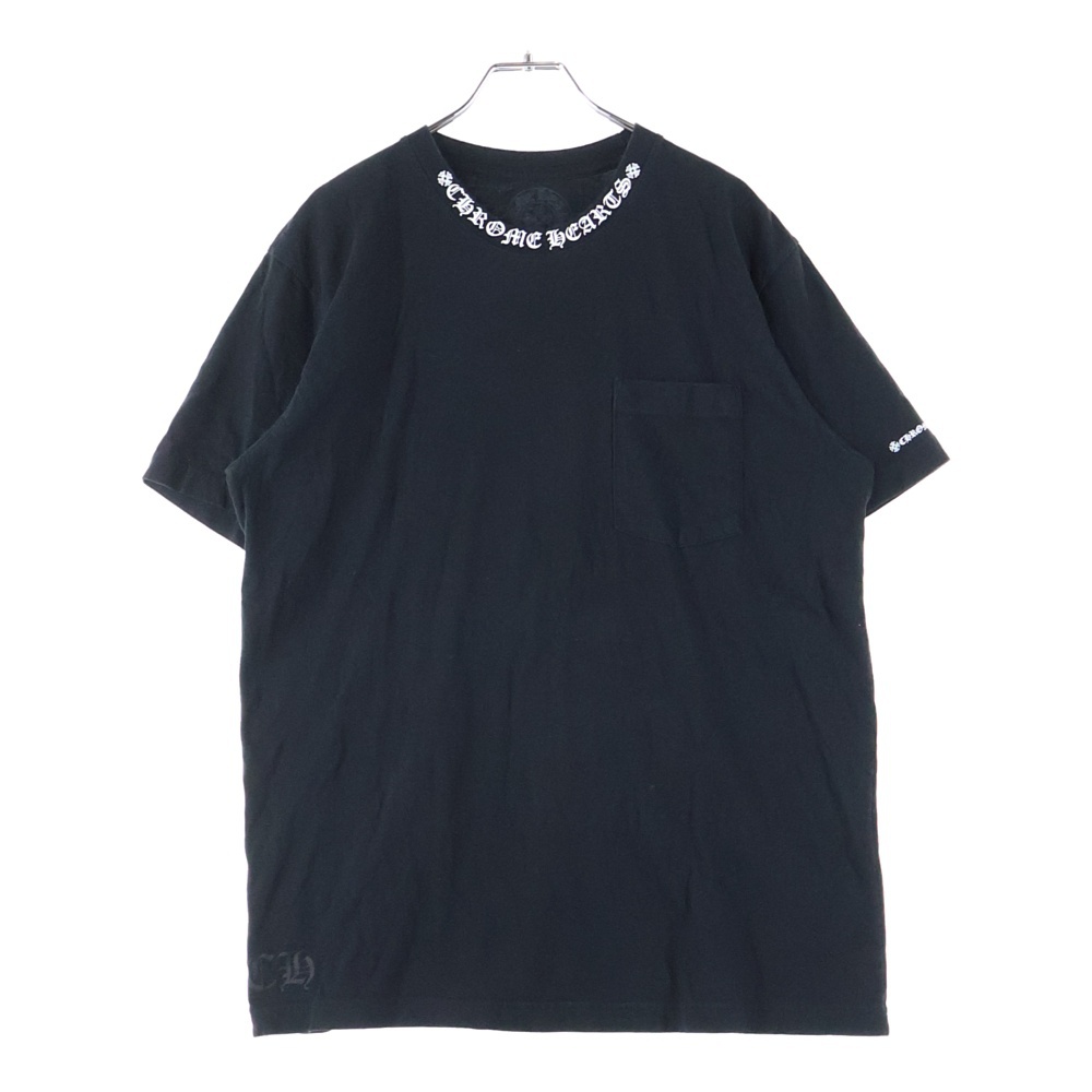 CH T-SHIRT ネックロゴ クルーネック半袖Tシャツカットソー ブラック Bランク