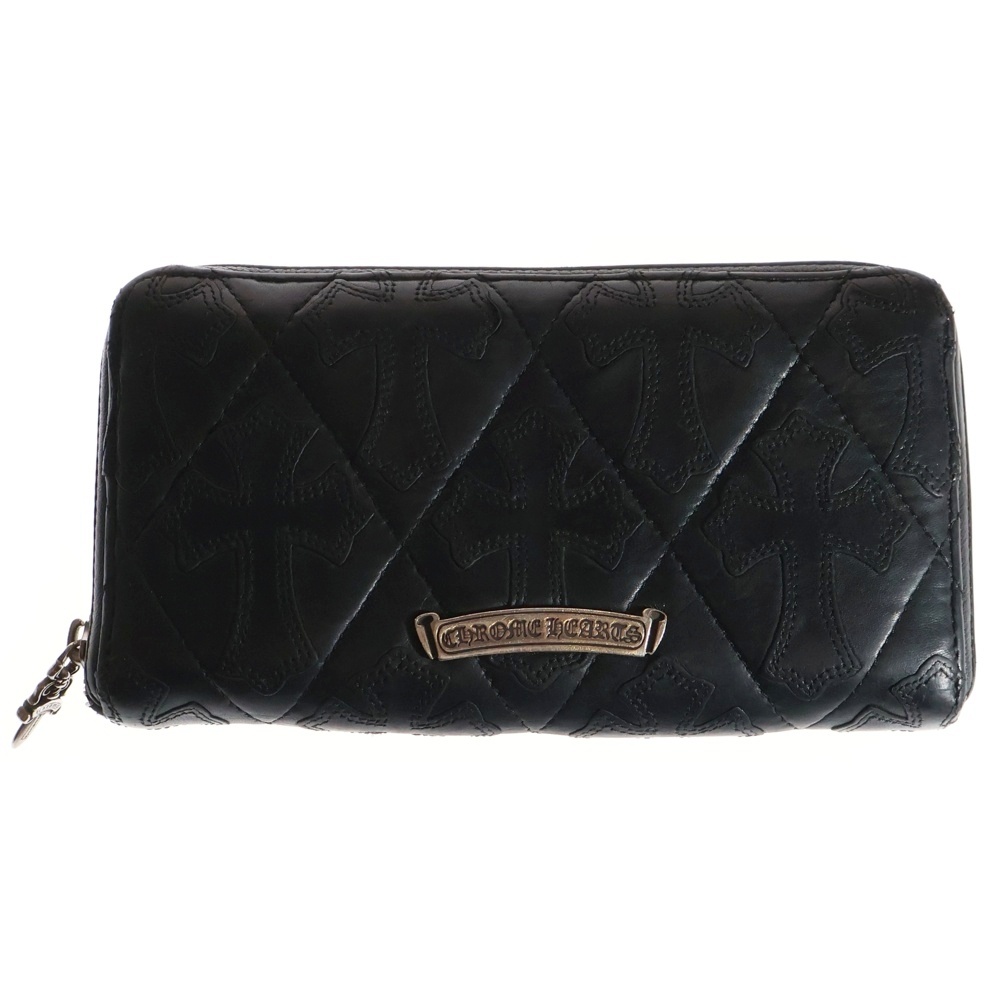 REC F ZIP/QUILTED クロスパッチ キルティングレザーウォレット 財布 ブラック Bランク