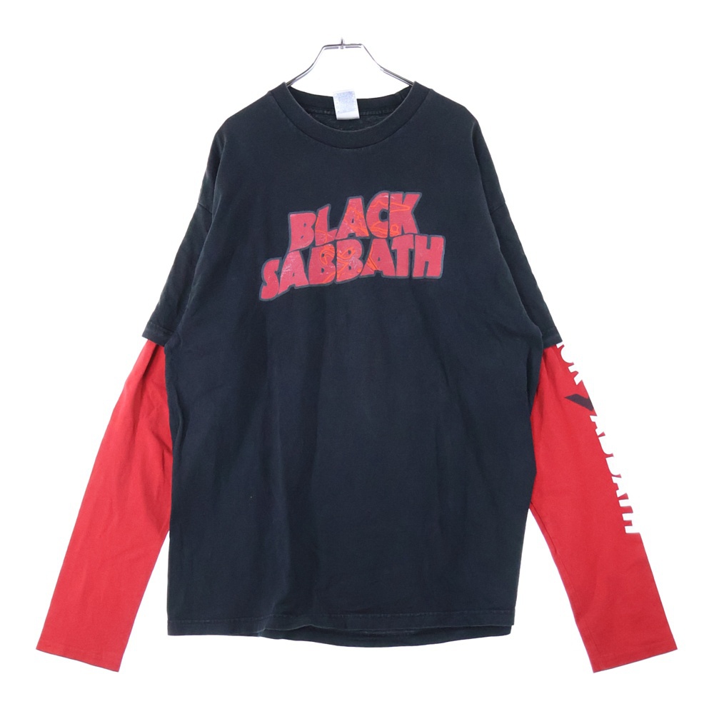 00S BLACK SABBATH ブラックサバス レイヤード 長袖Tシャツカットソー ブラック/レッド Bランク