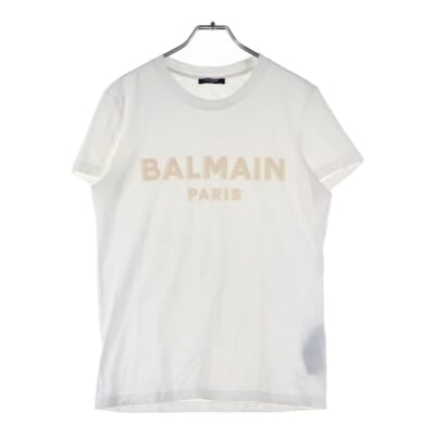 エンボスロゴ クルーネック 半袖Tシャツ カットソー ホワイト Bランク