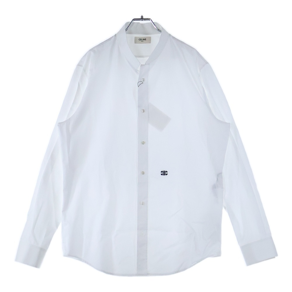 トリオンフ刺繍 インバーテッドカラールーズ長袖シャツ 2C58B091F.01BC ホワイト Sランク