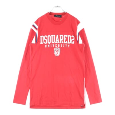 Varsity Fit Tee S74GD1218 カレッジロゴプリント 長袖Tシャツ カットソー レッド Bランク