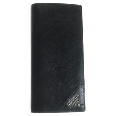 サフィアーノ ロゴ レザーロングウォレット 二つ折り長財布 ブラック 2MV836 Bランク