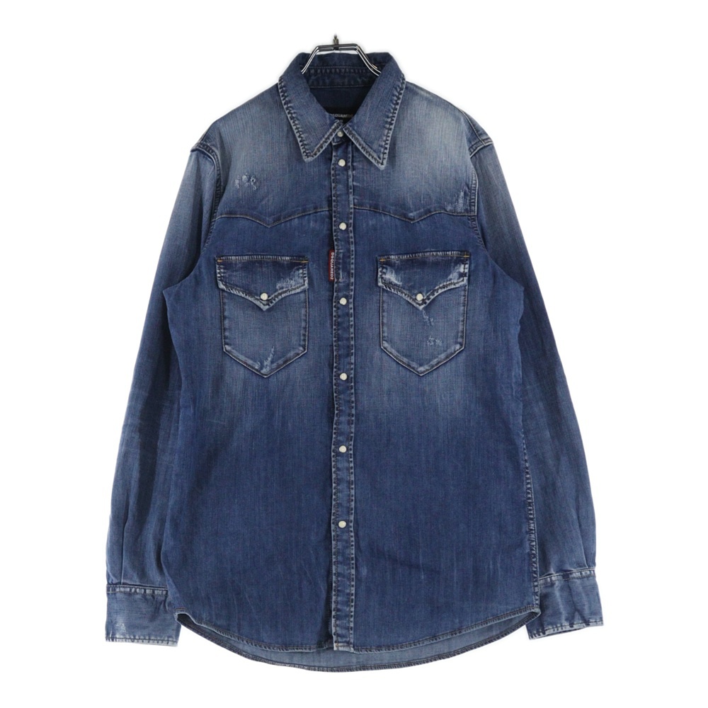 23AW リペア加工 デニム ウエスタンシャツ インディゴ S74DM0754 S30341 Bランク