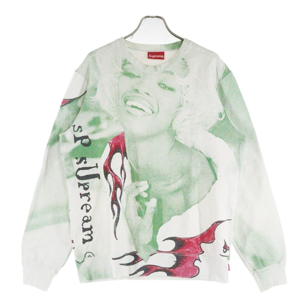 20SS Naomi Crewneck ナオミプリントスウェットプルオーバーパーカー ホワイト/グリーン Bランク