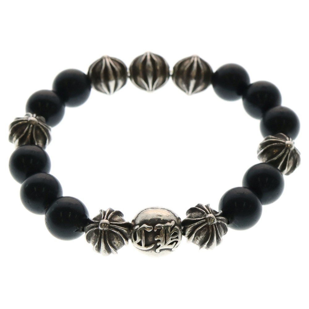 10mm BEAD 10mmビーズブレス BEAD8 10mmブラックトルマリンビーズ ブレスレット ブラック/シルバー Bランク