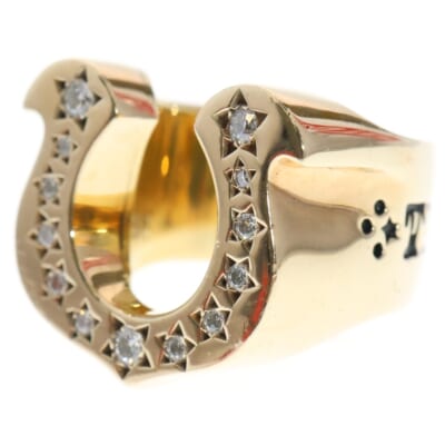 T-H.SRING GOLD/STONE 8K ダイヤ ホースシューリング 指輪 ゴールド 7.5号 Bランク