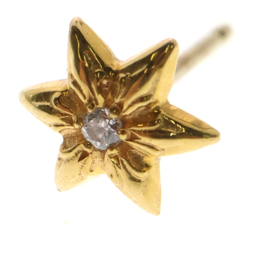 22K CO STAR DMND スタースタッド 1ダイヤ ゴールドピアス イエローゴールド Bランク