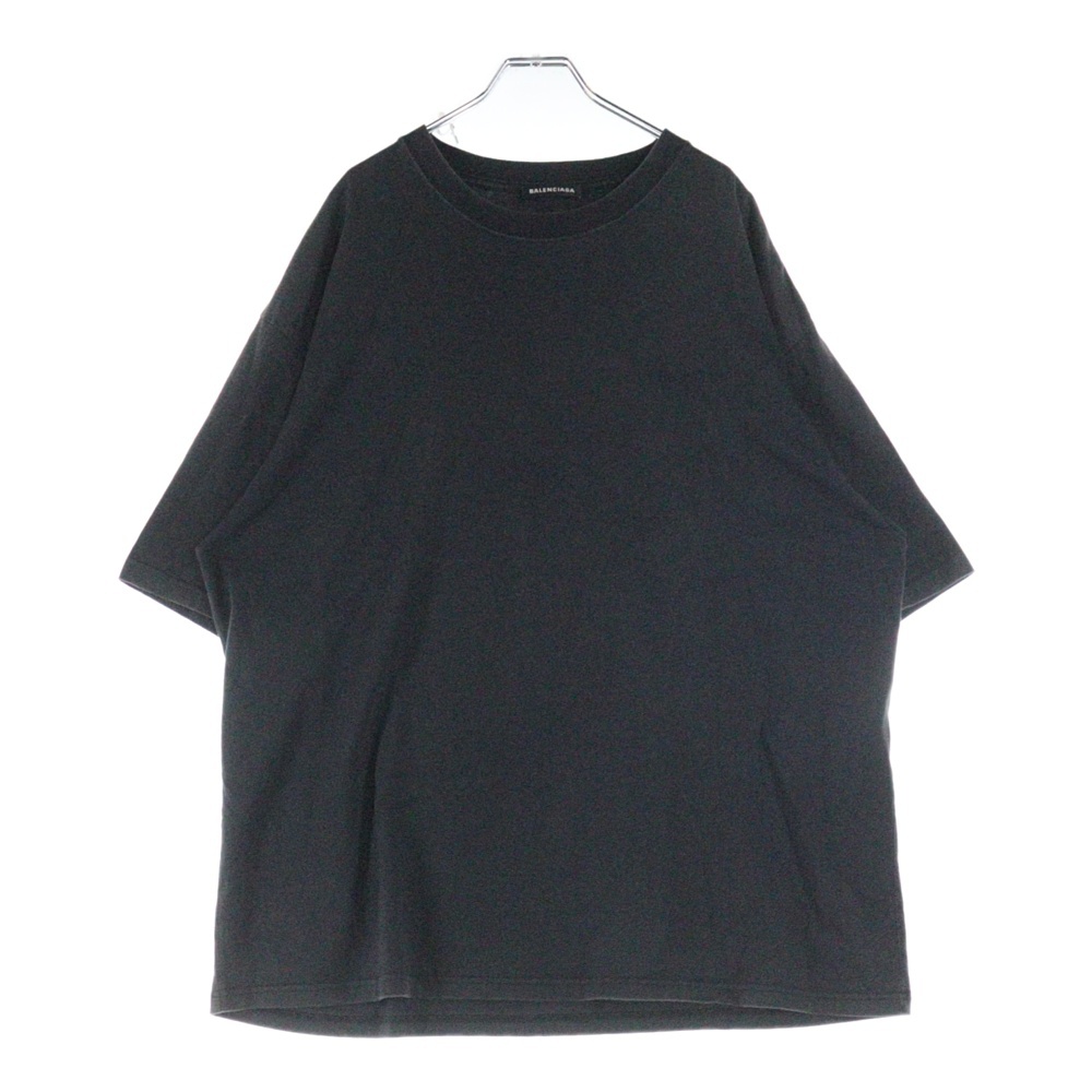 18AW 532571 TAV04 ロゴ刺繍 バックプリント クルーネック半袖Tシャツ ブラック Bランク