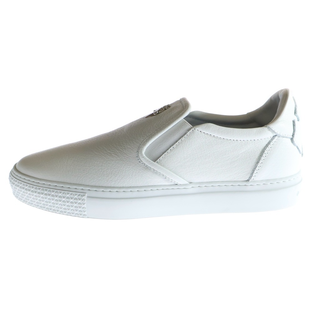 SLIP ON CHプラスレザーパッチダガー付レザースリッポン ホワイト Sランク