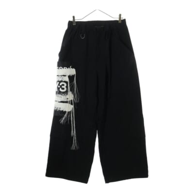 25SS SPORTS UNIFORM PATCH PANTS スポーツ ユニフォーム グラフィックロゴ パッチ ワイドパンツ ブラック JN3704 Bランク