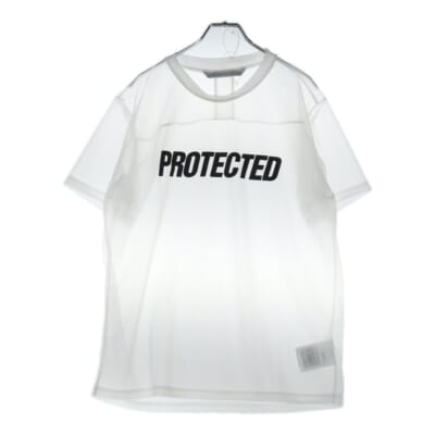 SEE?THROUGH PRINT TEE シアー クルーネック 半袖Tシャツ カットソー ホワイト 5B005-0321-31 Bランク