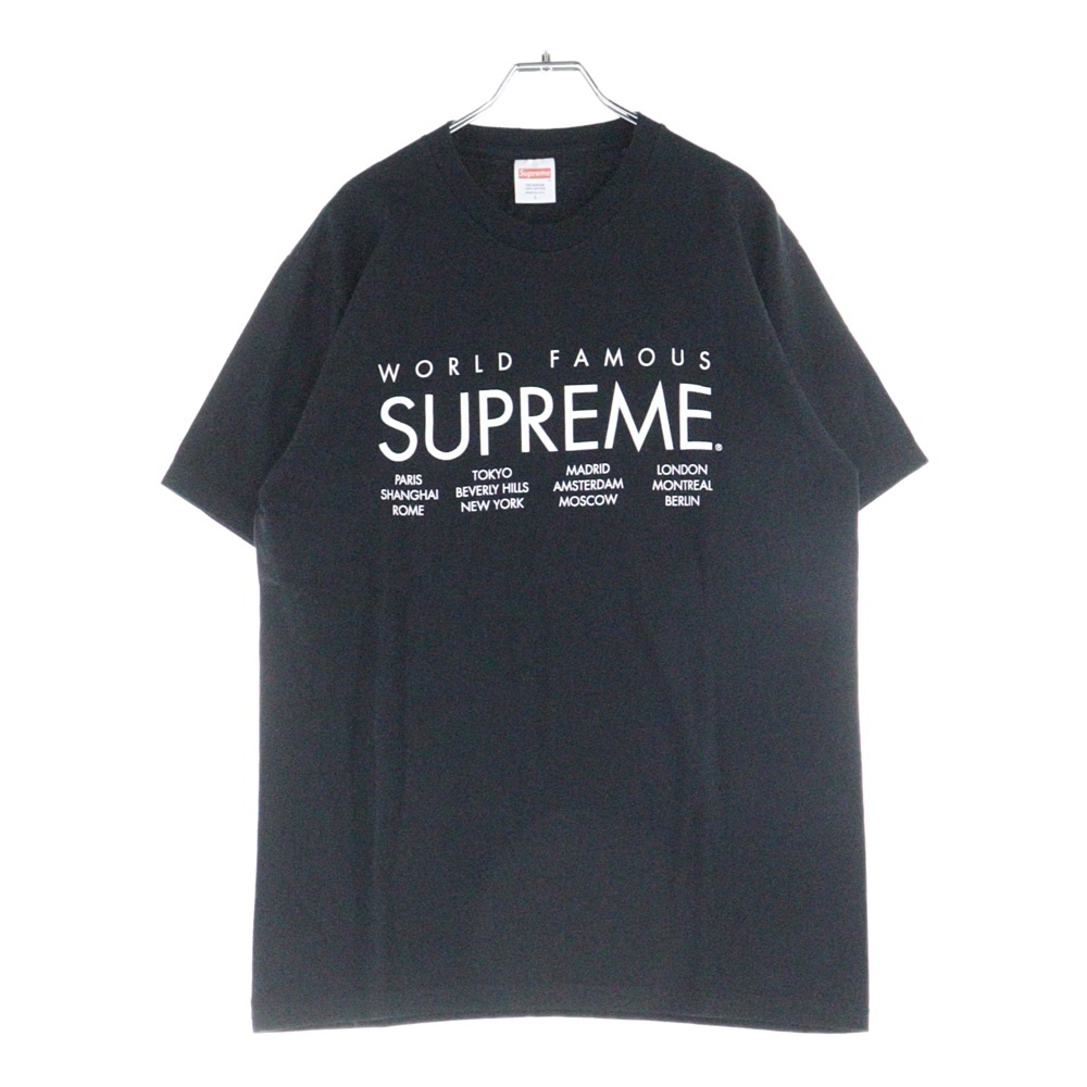15SS World Famous Tee ワールドフェイマス グラフィックプリント クルーネック半袖Tシャツ カットソー ブラック Bランク