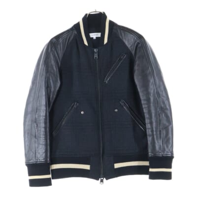 アームレザー切替 マルチジップポケット ジャケット スタジャン ブラック TNP-NN-WJ-6001 Bランク