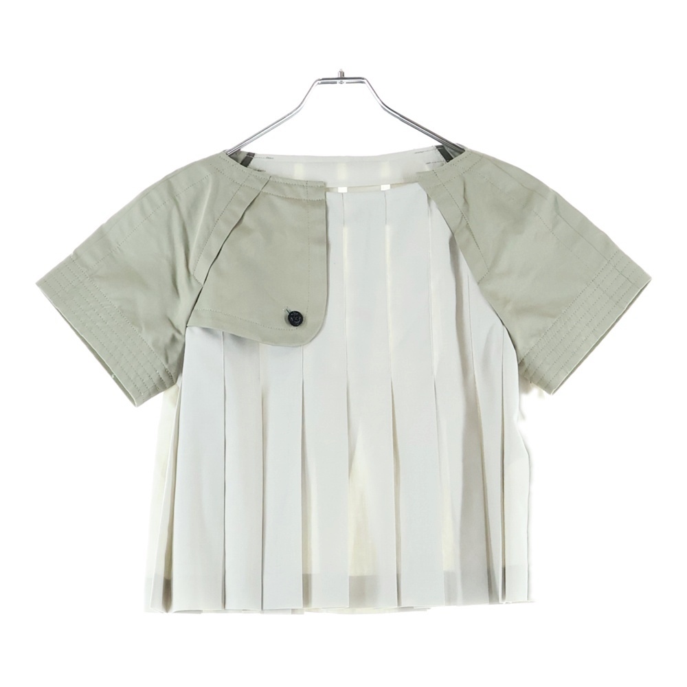 22SS トレンチドッキング プリーツ 半袖シャツ カーキ レディース 23-06611 Bランク