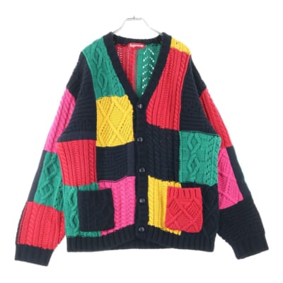 23AW Patchwork Cable Knit Cardigan パッチワーク ケーブルニット カーディガン マルチカラー Bランク