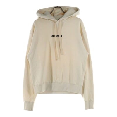 23AW イタリア製 ロゴプリント コットン スウェット プルオーバーパーカー アイボリー J40GU0002 J20010 Bランク