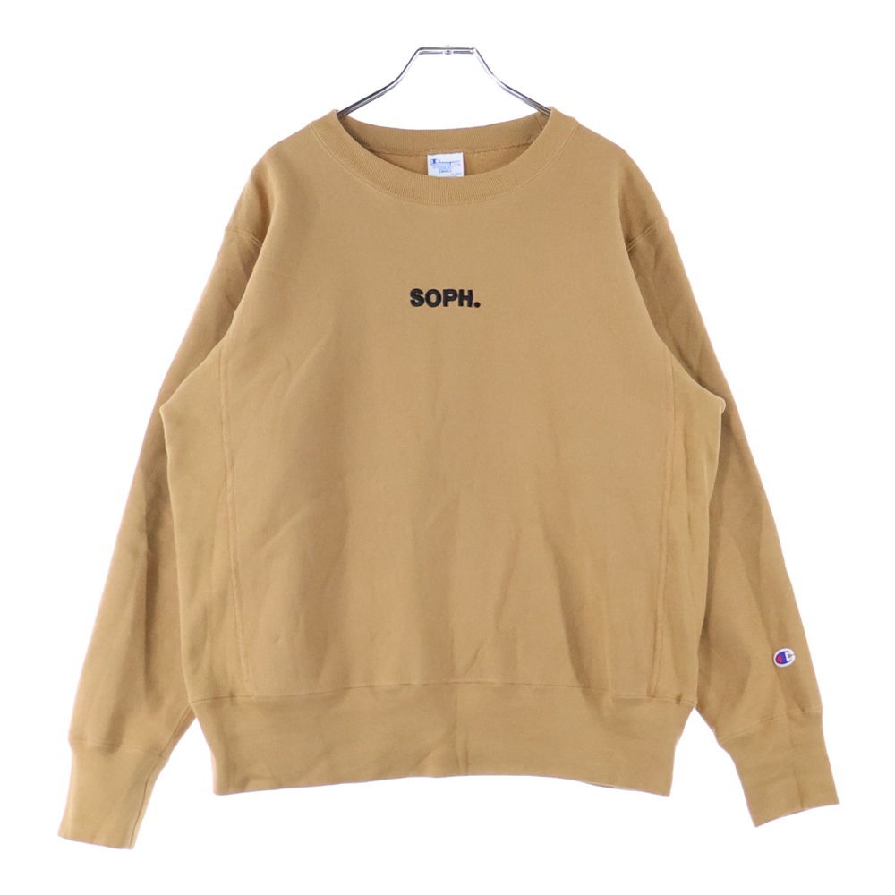 ×SOPH. REVERSE WEAVE CREWNECK SWEAT ソフ リバースウィーブ フロントロゴ刺繍 コットンポリ スウェット プルオーバーパーカー ブラウン C8-A015 Bランク