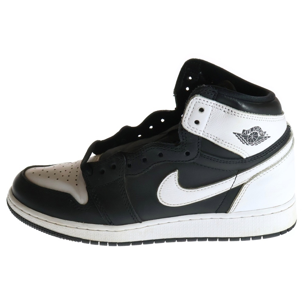 AIR JORDAN 1 RETRO HIGH OG GS エアジョーダン1 レトロ ハイカットスニーカー ブラック/ホワイト US7Y/25cm FD1437‐010 Bランク