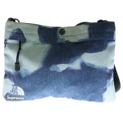 21AW ×The North Face Bleached Denim Print Shoulder Bag ザノースフェイス ブリーチド デニム プリント ショルダーバッグ ブルー NF0A7WOH Bランク