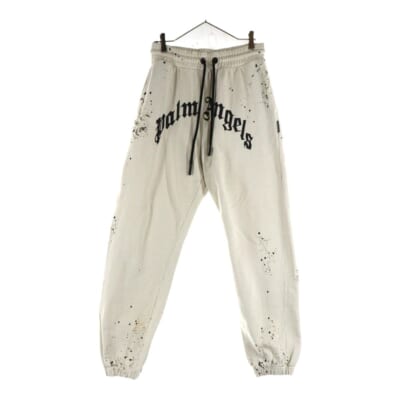 25AW GLITTERED LOGO SWET PANTS グリッターロゴ ダメージ加工 スウェットパンツ アイボリー PMCH011F22FLE003 Aランク
