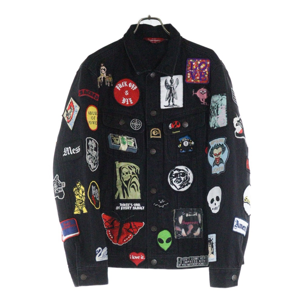 18SS Patches Denim Trucker Jacket マルチパッチ デニム トラッカージャケット ブラック Bランク