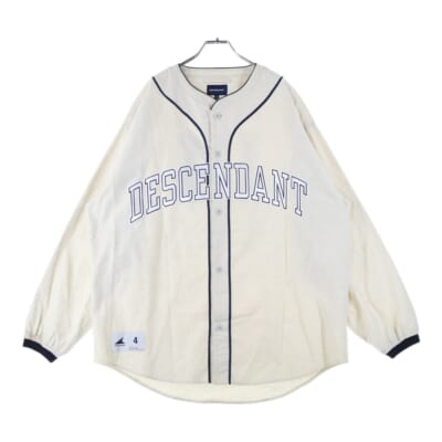 22AW BLEEK BASEBALL LS SHIRT フロントロゴ ボタンダウン ロングスリーブ 長袖ベースボールシャツ ネイビー/ホワイト 222TQDS-SHM07 Bランク