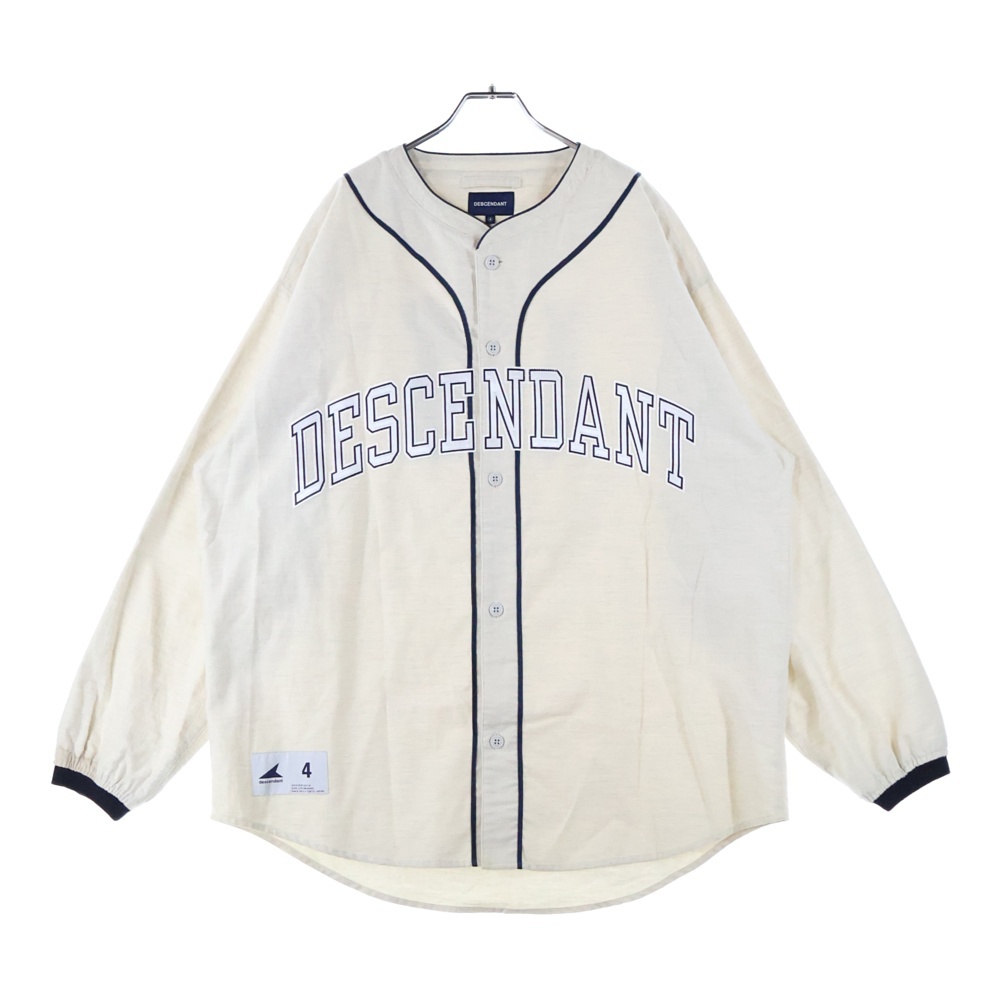 22AW BLEEK BASEBALL LS SHIRT フロントロゴ ボタンダウン ロングスリーブ 長袖ベースボールシャツ ネイビー/ホワイト 222TQDS-SHM07 Bランク