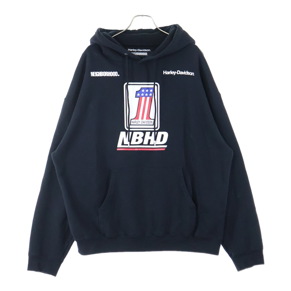 22AW ×HARLEY DAVIDSON H-D . HOODED LS . CO ハーレーダビッドソン ロゴプリント フーデットスウェットパーカー ブラック 222UW05N-CSM01 Bランク