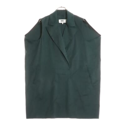 20AW ピークドラペル ワイドジレ ノースリーブプルオーバージャケット グリーン レディース S52FB0054 S47848 Bランク