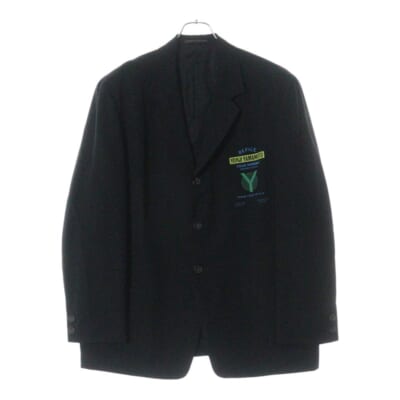 93SS デリバリー ロゴプリント 2B ウールギャバジン テーラードジャケット ブラック HO-J41-100 Aランク