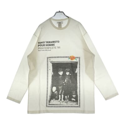 96SS 花と少年期 フォトプリント クルーネック 長袖Tシャツカットソー ホワイト HF-T86-025 Aランク