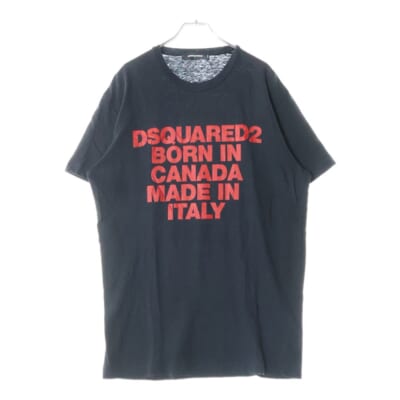 19AW フロントロゴプリント クルーネック半袖Tシャツ カットソー ブラック S74GD0592 S22507 Bランク