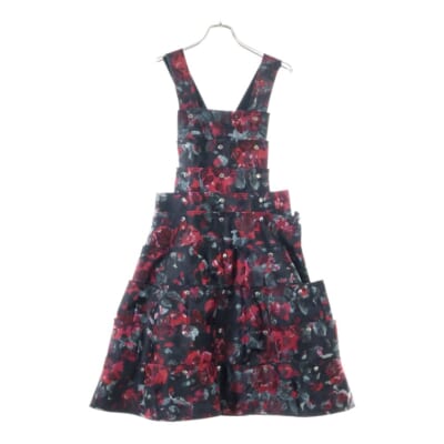 16AW フラワー総柄 ティアード ドレス サロペットワンピース レディース ブラック/レッド GR-A005 AD2016 Aランク