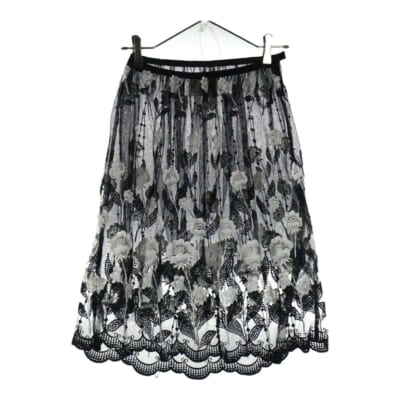 95AW フラワー刺繍 総柄 レーススカート レディース ブラック/ホワイト GS-04010S AD2015 Bランク