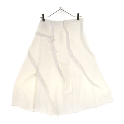 04SS フリンジ加工 プリーツスカート ホワイト GM-S065 AD2003 レディース Bランク