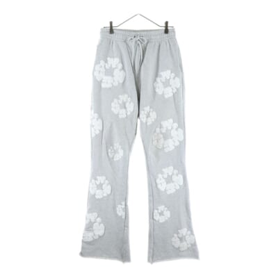 22AW ×DENIM TEARS デニムティアーズ フラワープリント フレアスウェットパンツ グレー/ホワイト RE-DT-GY-00-00-09 Bランク