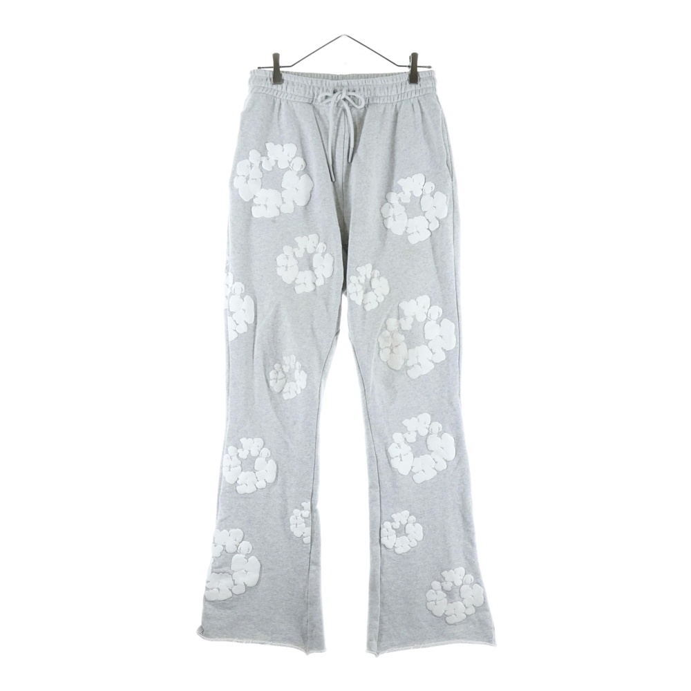 22AW ×DENIM TEARS デニムティアーズ フラワープリント フレアスウェットパンツ グレー/ホワイト RE-DT-GY-00-00-09 Bランク