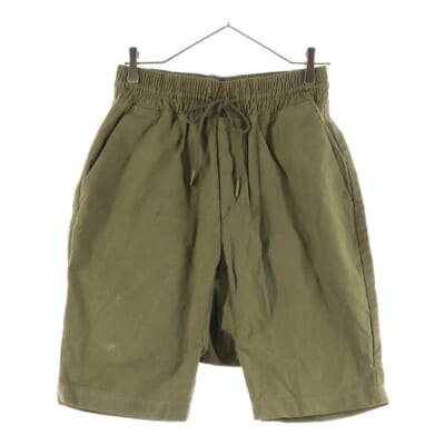 ヴィンテージ加工 ロゴ刺繍 ドローコード サルエル ハーフカーゴパンツ ショーツ カーキ RE-CO-KH-00-00-137 Bランク