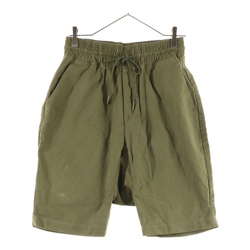 ヴィンテージ加工 ロゴ刺繍 ドローコード サルエル ハーフカーゴパンツ ショーツ カーキ RE-CO-KH-00-00-137 Bランク