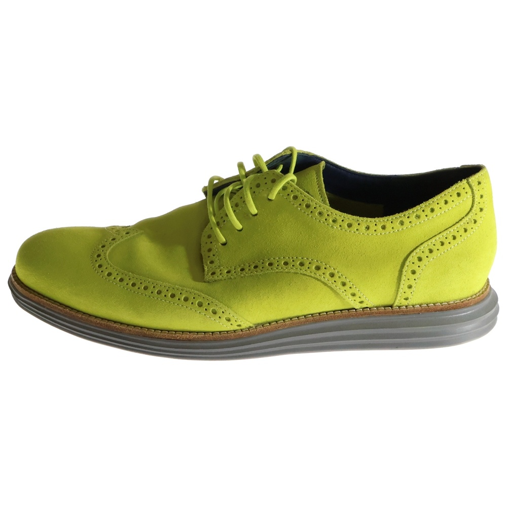 ×COLE HAAN LUNARGRAND コールハーン ルナグランド ウイングチップ スエード ローカットスニーカー ライトグリーン US11/29cm C11500 Aランク