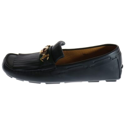 インターロッキングG ウェブ シェリーライン タッセル レザー ローカット ドライビングシューズ ローファー ブラック 575642 Sランク