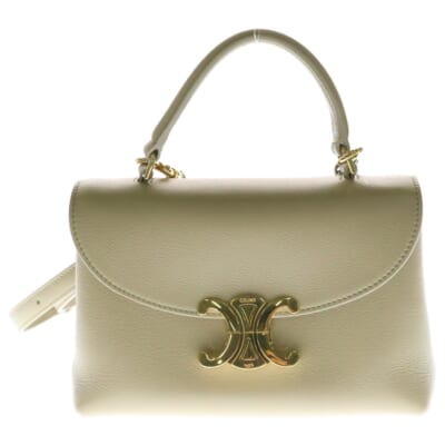 Teen Nino ティーン ニノ トリオンフ 2WAY レザーハンドバッグ ショルダーバッグ ベージュ/ゴールド レディース Aランク