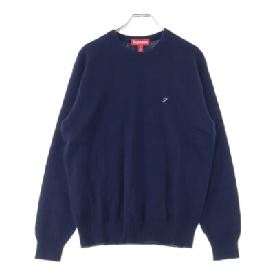 15AW Cashmere Sweater 刺?デザイン カシミヤ ニット セーター ブルー Bランク