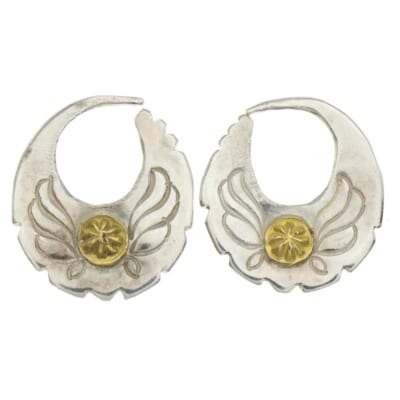 24K 太陽モチーフ コンビピアス シルバー/ゴールド Aランク