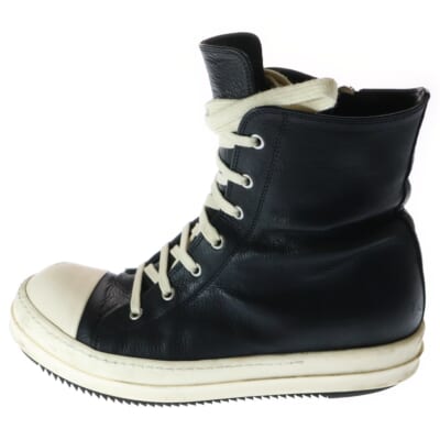 RAMONES HIGH RU01D3890 ラモーンズレザーハイカットスニーカー ブラック Cランク